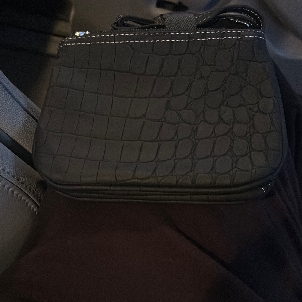 Small Black Crocodile-Embossed Women's Bag